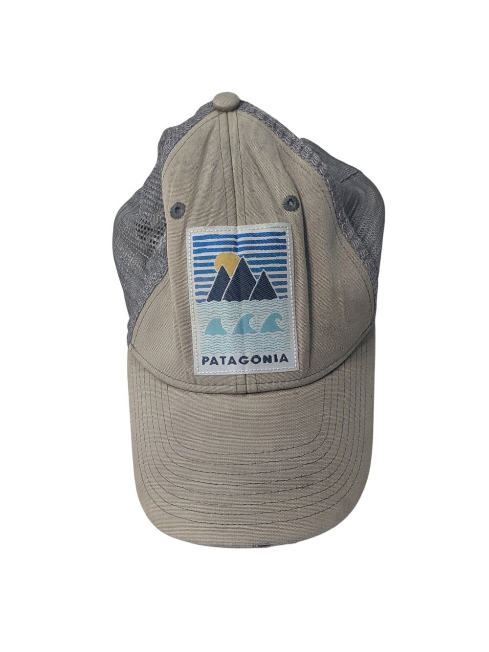 Patagonia Khaki & Gray Mountain to Sea Logo Mesh Snapback Rugged Trucker Hat